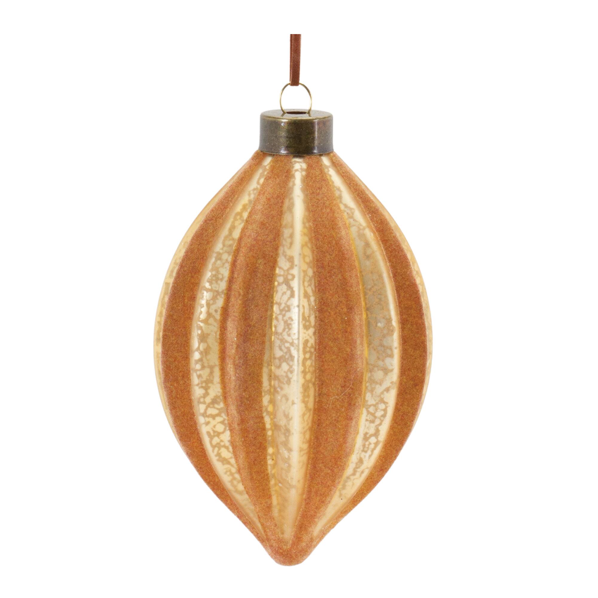 12ct. Copper Glass Ribbed Mixed Ornaments